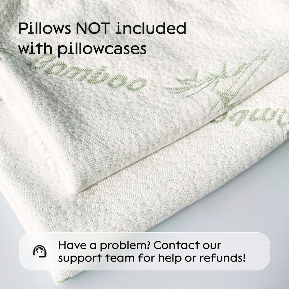 Bamboo Pillow Cover Zippered Protector Waterproof Case Noisless Breathable 2Pack