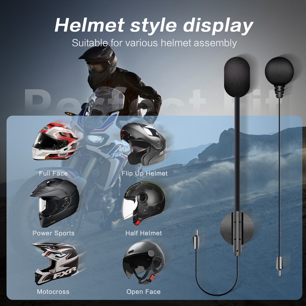 2x M1-S Plus 2000M Motorcycle Intercom Helmet Bluetooth Headset 10 Riders & FM