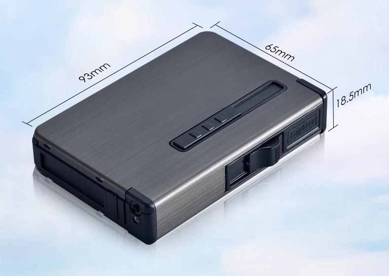 Automatic Cigarette Case Dispenser with Built in Torch Butane Lighter Windproof
