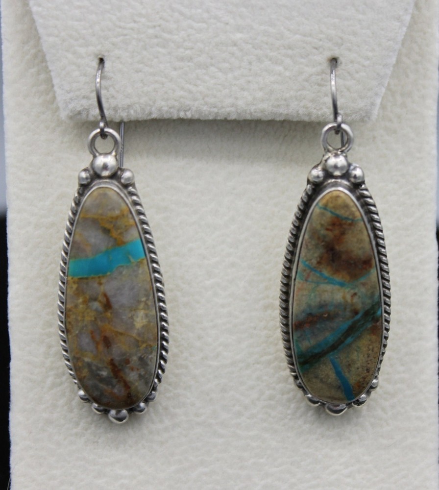 Boulder Turquoise and Sterling Silver French Hook Earrings