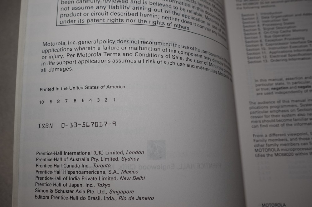 Motorola MC68020 32-Bit Microprocessor User's Manual 3rd Edition Publication