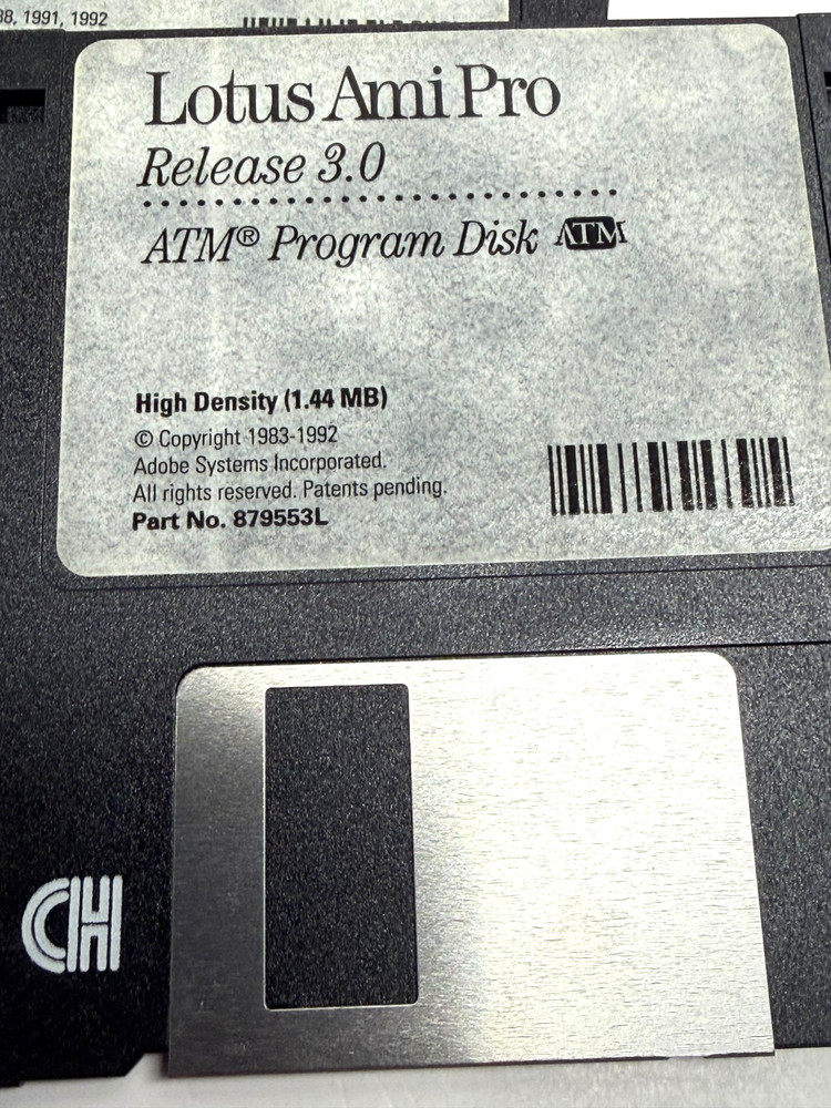 VINTAGE Lotus Ami Pro 3.0 Word Processor Software for Windows PC HD Disk