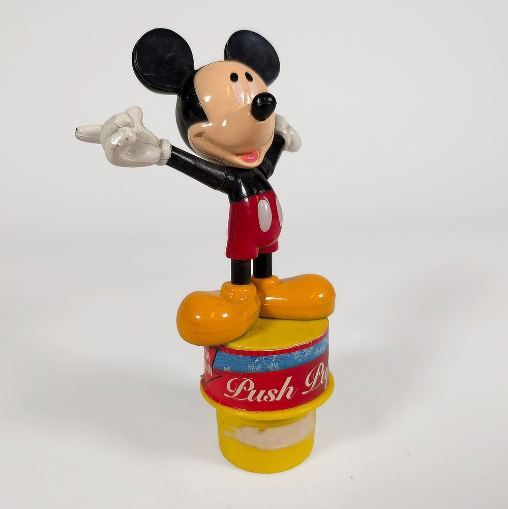 2000 Disney Mickey Mouse Push down toy Puppet plastic 5.25” flix