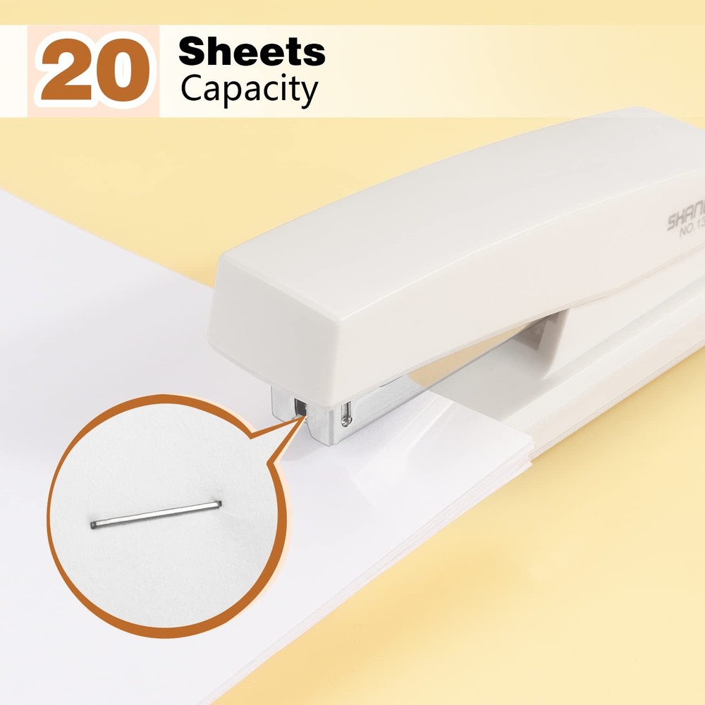 Stapler, Office Stapler, Small Staplers for Desk, White