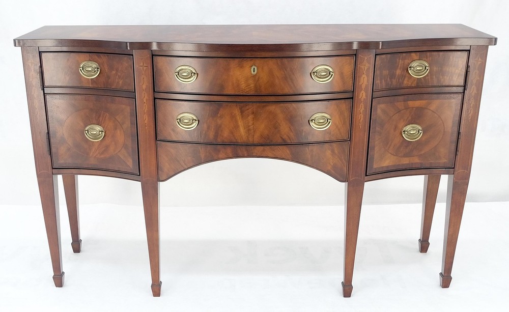Broyhyll Bow Front Crotch Mahogany Banded Top Sideboard Buffet Console MINT!