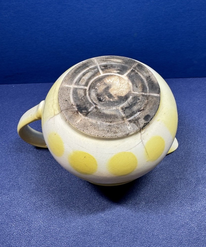 Ceramic Pitcher White With Yellow Polka Dots Pitcher READ