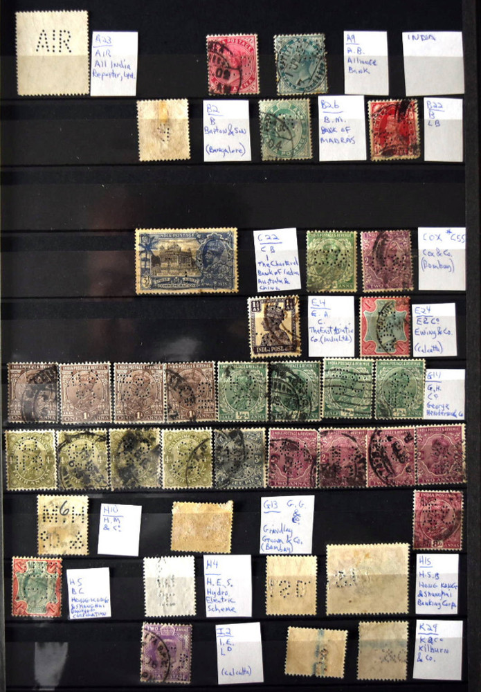 Nice Collection of 65 India Perfins Stamps