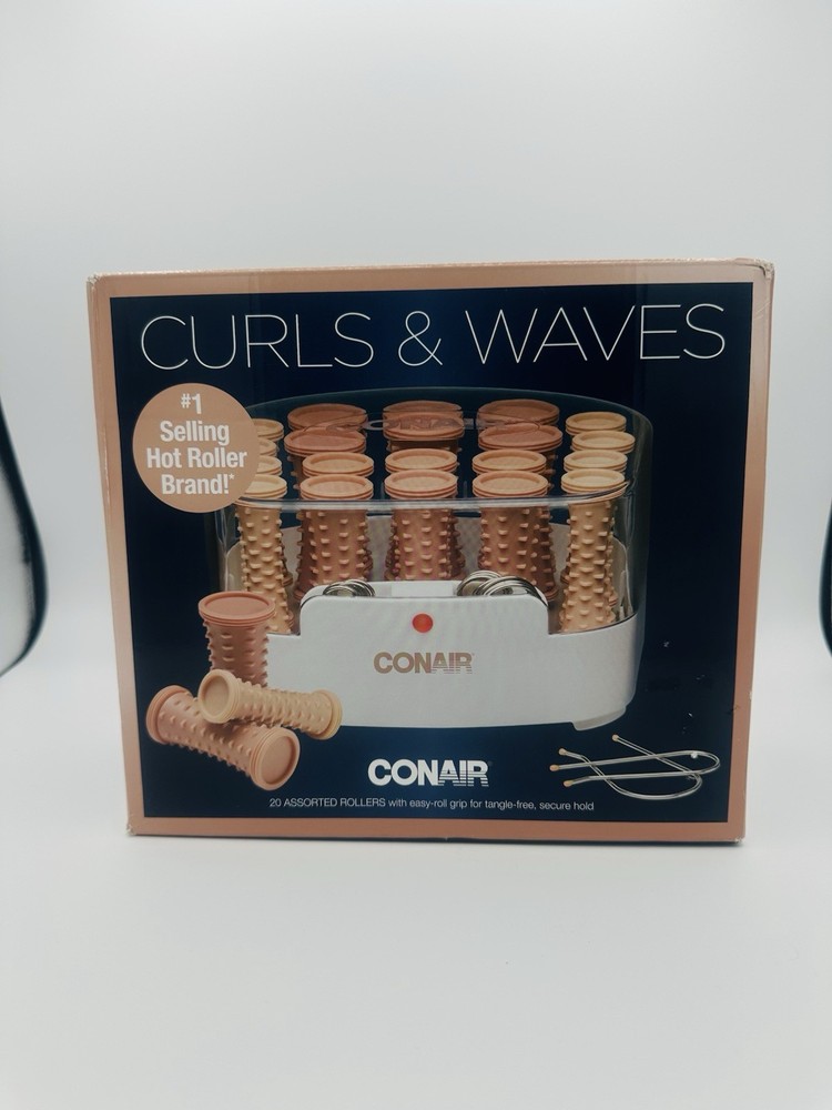 Conair Curls & Waves Hot Rollers Set 20 Rollers Hair Curlers w/ Clips