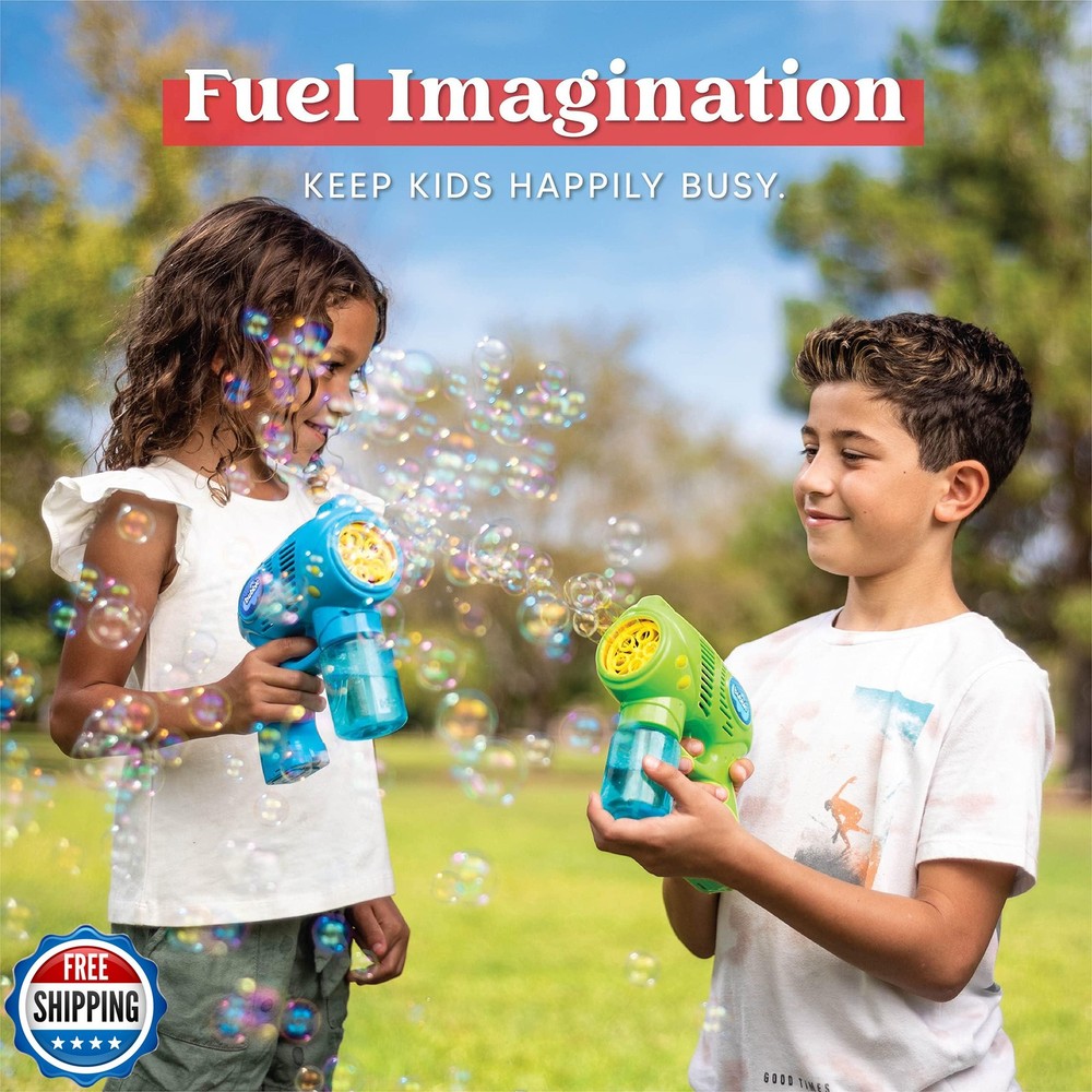 JOYIN 2 Kids Bubble Gun with 2 Bottles Refill Solution, Bubble Ma
