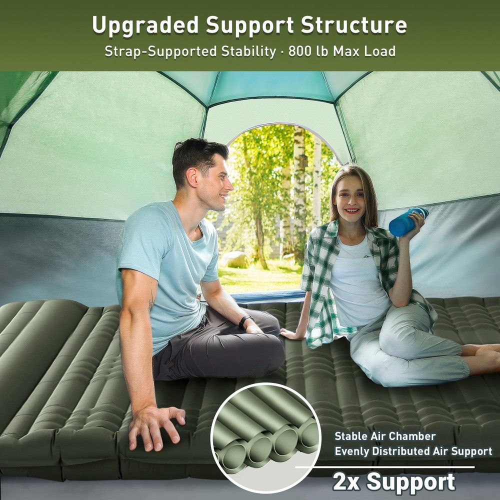 Double Sleeping Pad for Camping, 4.7" Ultra-Thick Inflatable Mat for 2 Persons