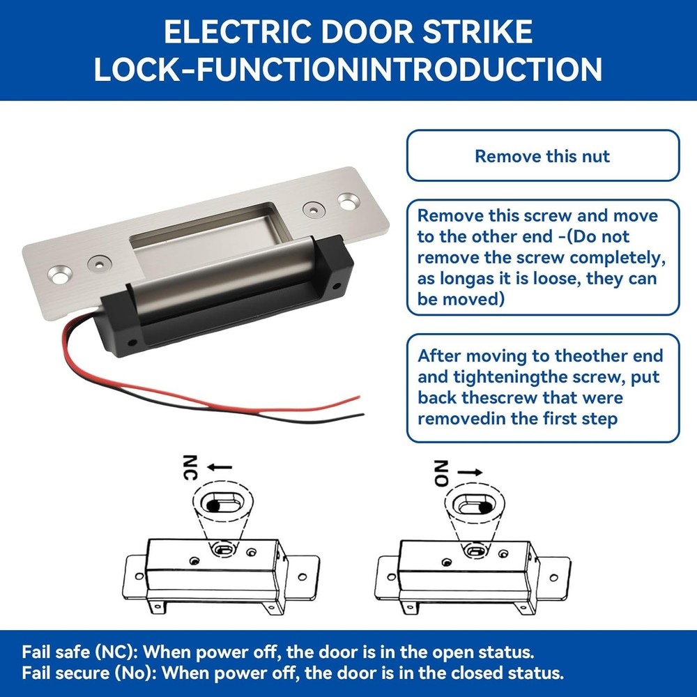 Access Control Electric Strike Door Lock Fail-Secure/Fail-Safe Kit System
