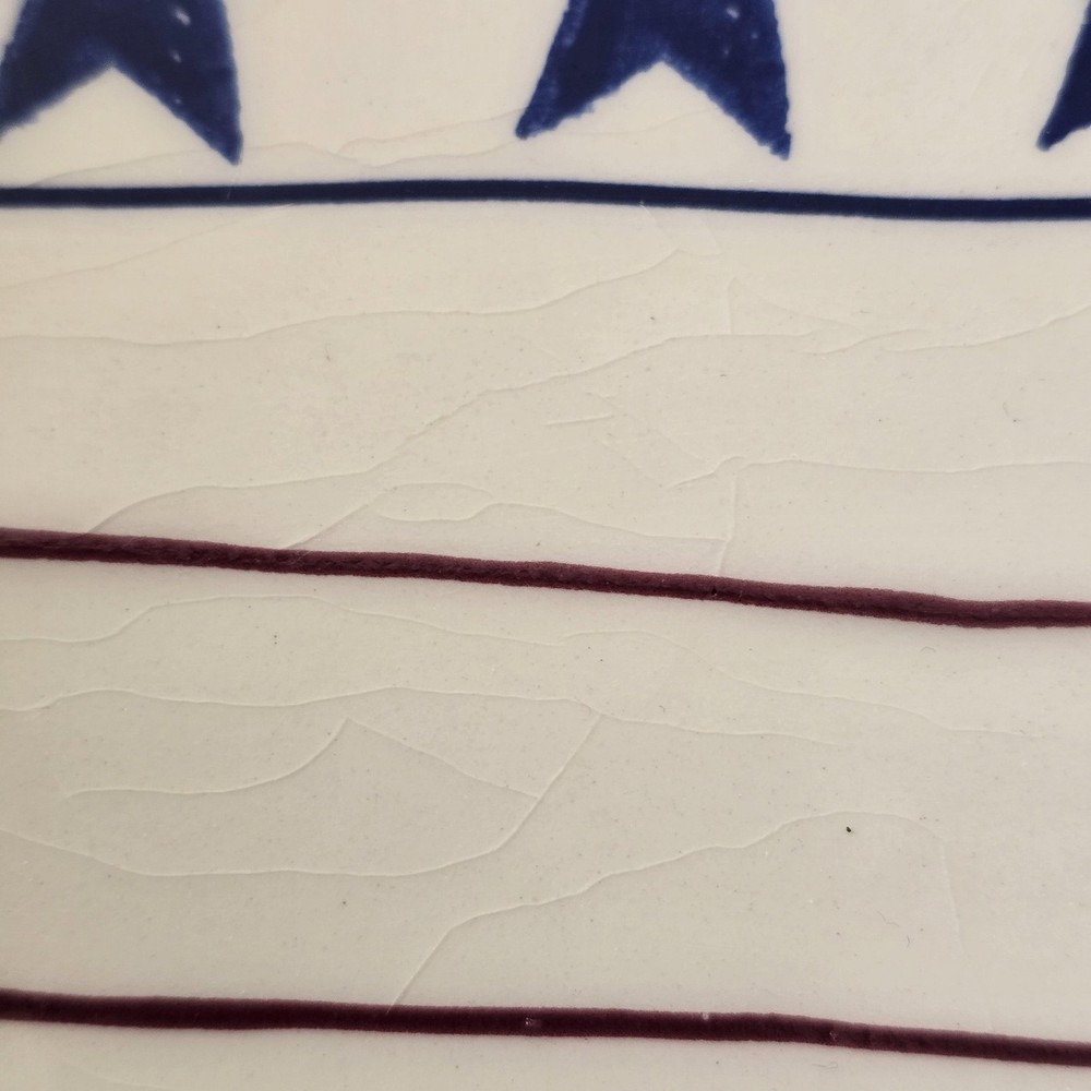 Vintage Hartstone American Flag Baking Dish Rectangular White Ceramic USA 1990