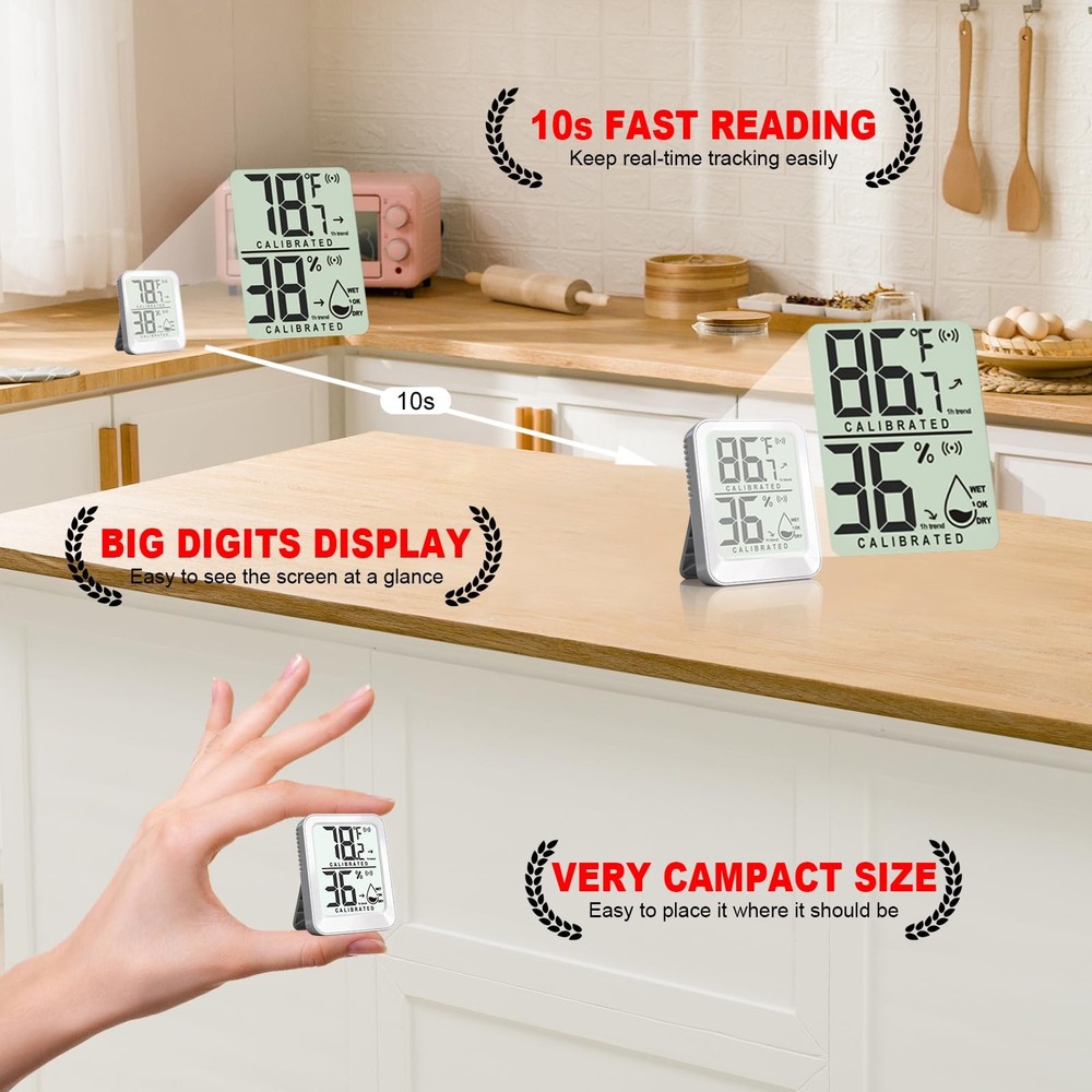 AyayaBoss 3 Pack Room Mini Temperature Humidity Meter 3 - White