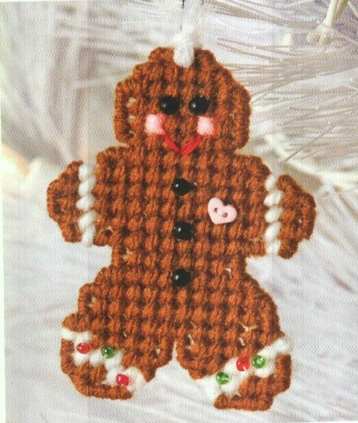 GINGERBREAD BABY ORNAMENT CHRISTMAS PLASTIC CANVAS PATTERN INSTRUCTIONS