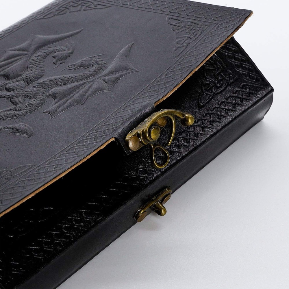 Handmade Leather Double Dragon Journal/Writing Notebook Diary/Bound Daily Not...