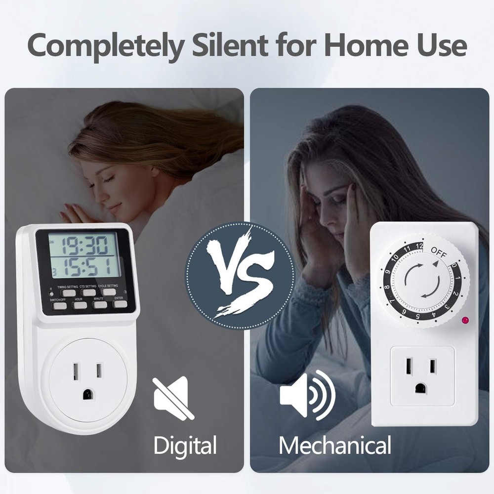 Digital Infinite Repeat Cycle Intermittent Timer Plug for Electrical White