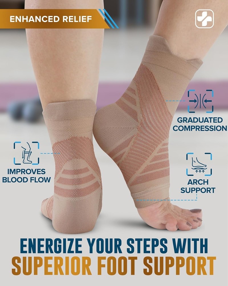 Copper Ankle Compression Sleeve - Toeless Compression Socks, Copper Ankle Bra...