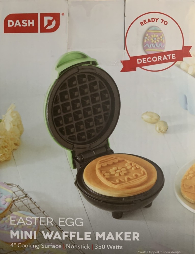REDUCED!! Dash Mini Waffle Maker Easter Egg Electric 4" Nonstick 350W New