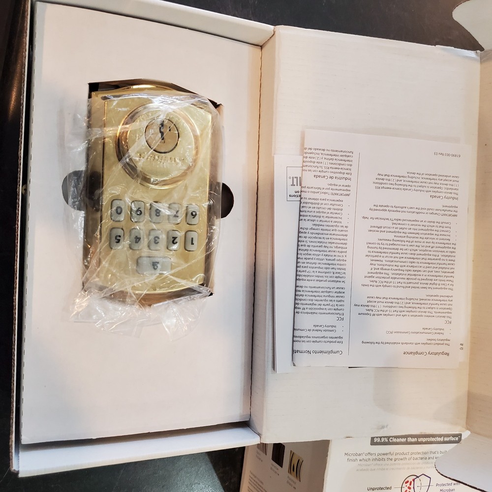 Kwikset 9260TRL-L03S SmartCode Keypad Deadbolt SmartKey Brass Open Box