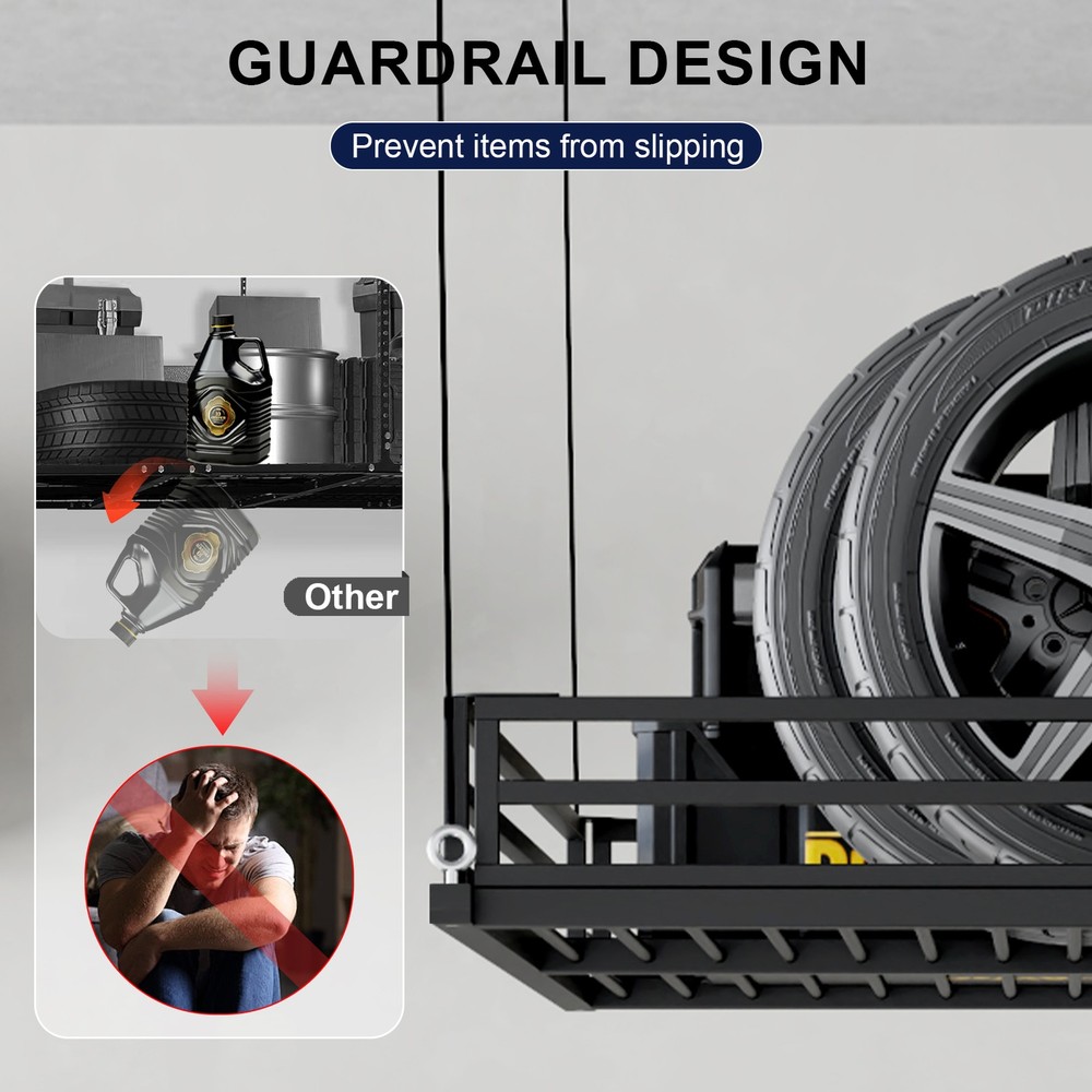 LoJok Heavy-Duty 4x4 FT Overhead Garage Ceiling Storage Rack (Triangular Style)