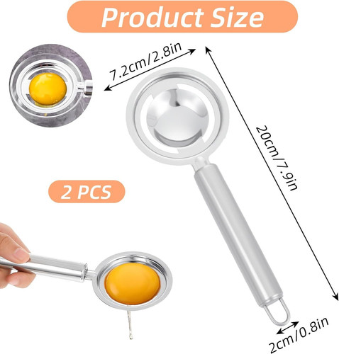 Egg Yolk Separator, Stainless Steel Egg Separator For Raw Eggs, Quick Egg White