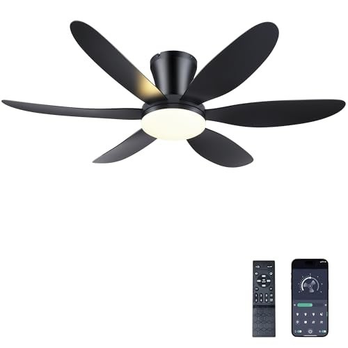 42" Low Profile Ceiling Fan with Light & Remote, Dimmable, Reversible, Noiseless