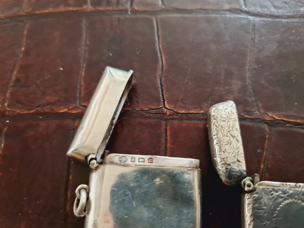 Antique Hallmarked Silver Vesta Cases Victorian X 2