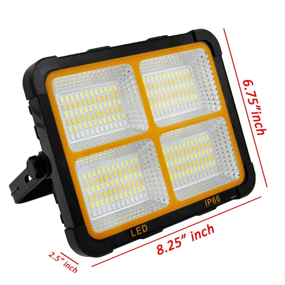 Large Outdoor Rechargeable Dual Solar Panel LED Work Light Waterproof Floodlight