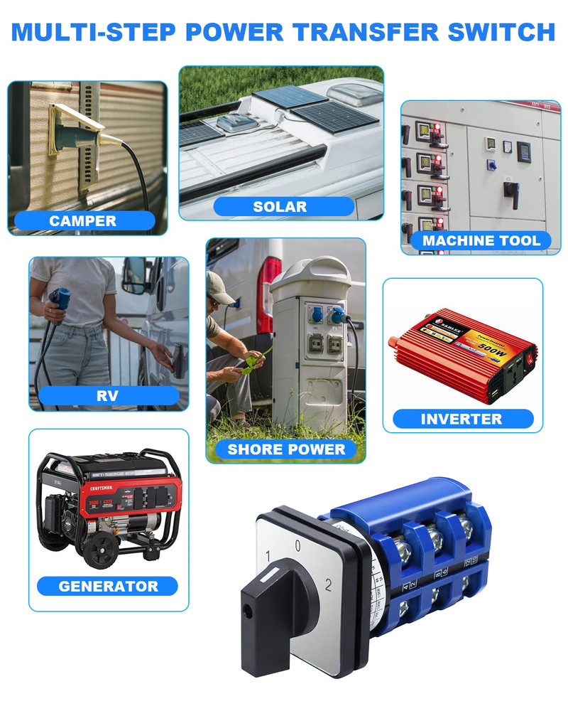 Changeover Selection Switch,Multi-Transfer Switch AC 660V 63A 3 Positions 12 Ter