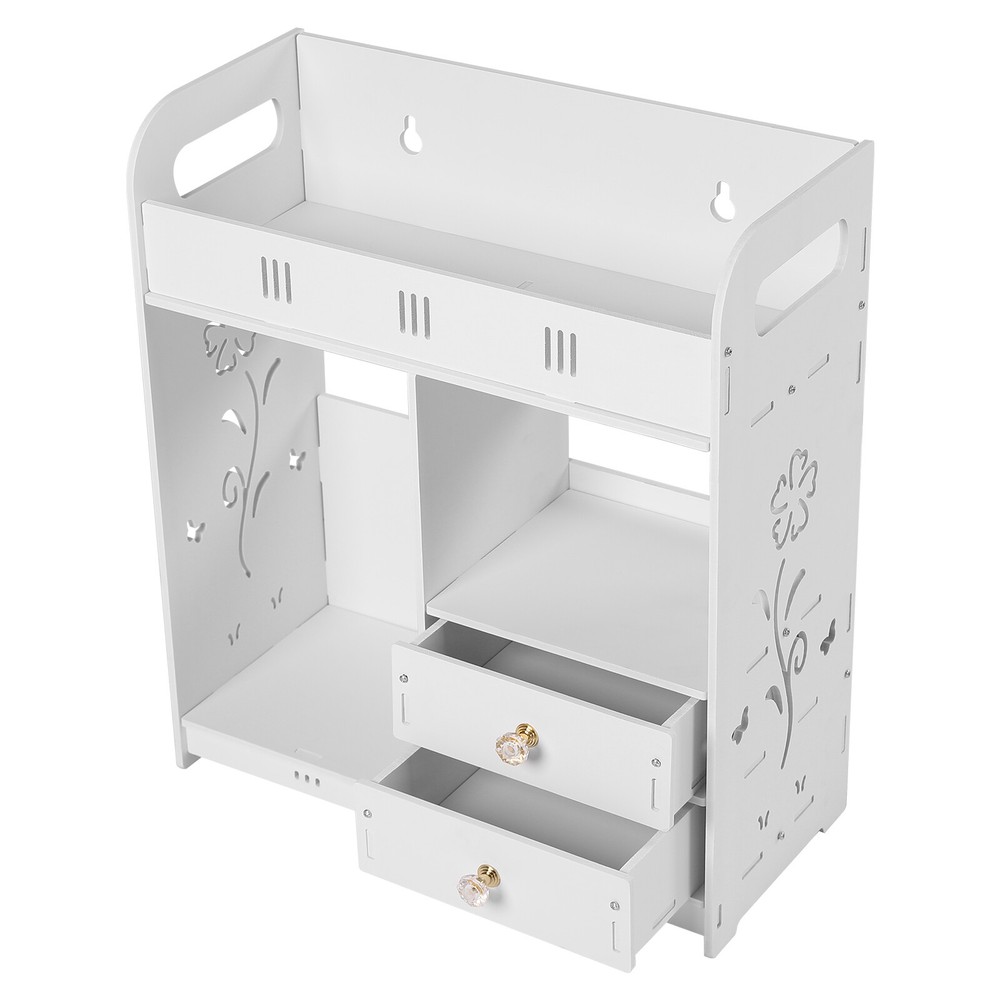 Wall Mounted Bathroom Cabinet Storage 2 Drawers Cupboard Organizer White