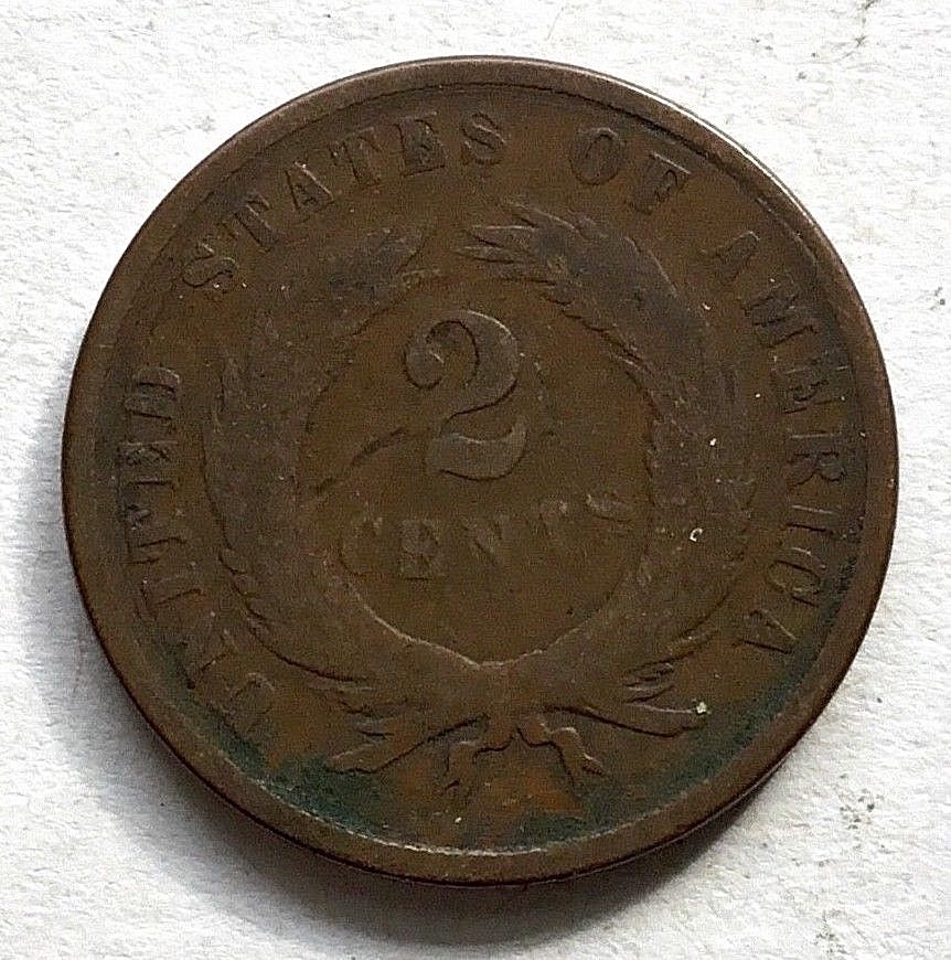 1868 Two-cent piece Bronze 2c coin