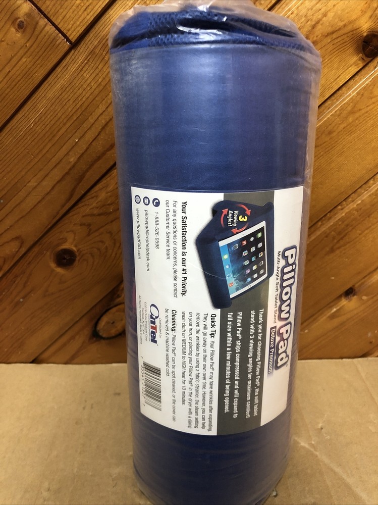 Ontel Pillow Pad Multi-Angle Soft Tablet Stand, Blue Brand New