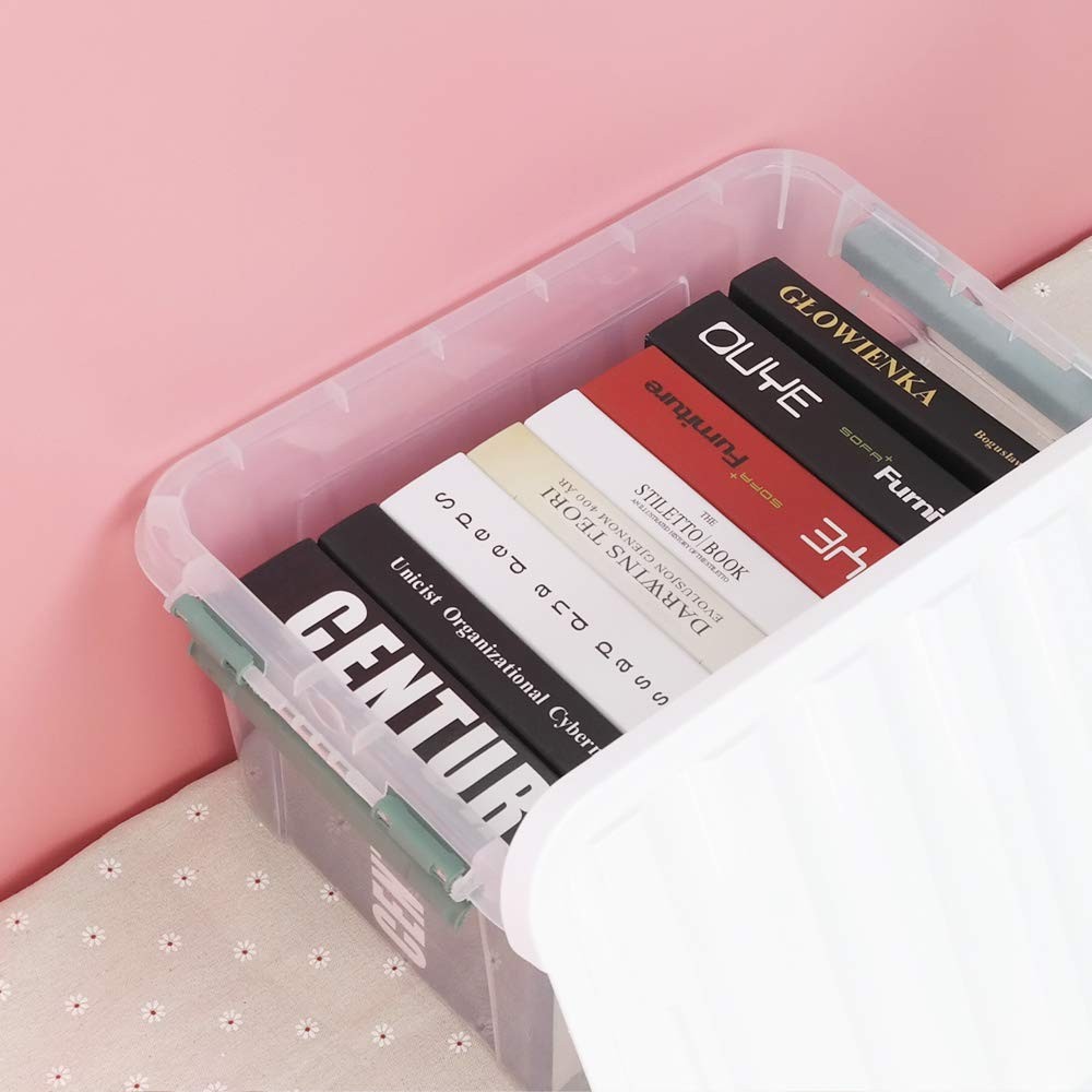 20 Quart Clear Storage Bins with Lid and Handle, Multipurpose Stackable Plast...