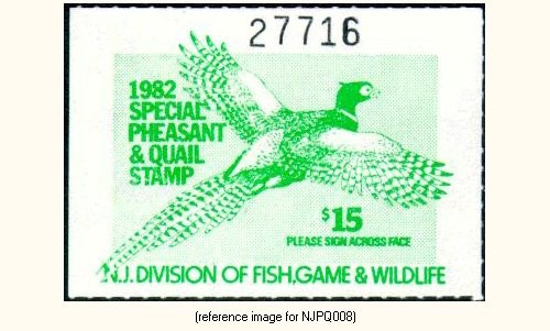 D2K New Jersey Pheasant 1982 $15.00