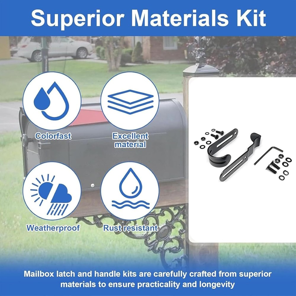 Mailbox Latch and Handle Kit, Thickened Replacement Set Black