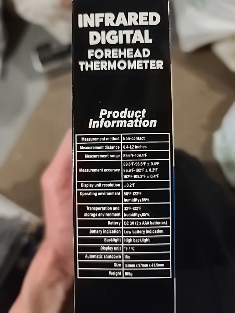 Infrared Digital No Touch Color Graded Forehead Thermometer