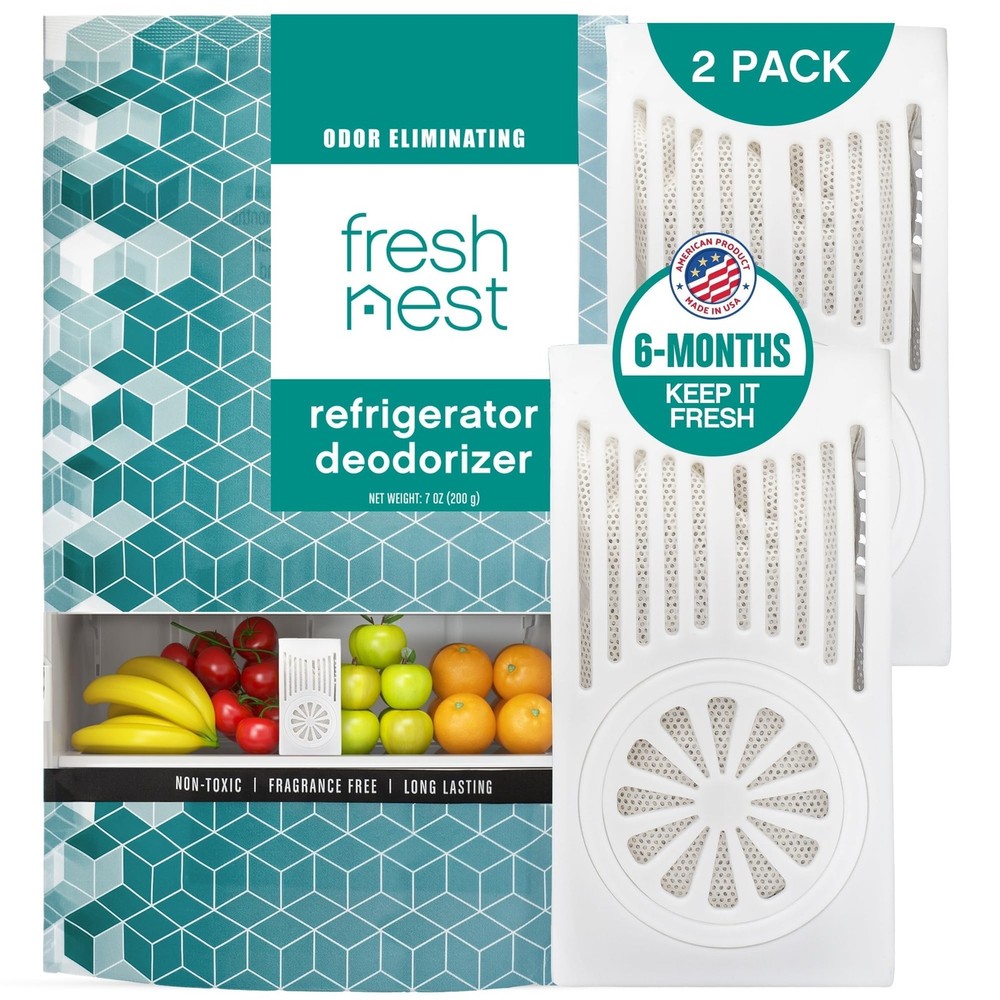 Refrigerator Deodorizer with Zeolites (2-Pack) - Odor Eliminator for Fridge &...