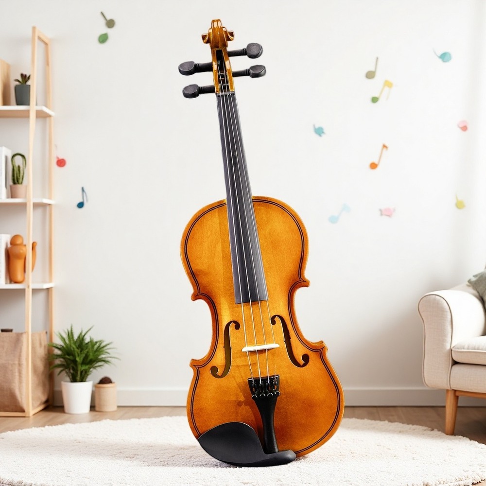 1/8 Size Kids Acoustic Beginner Violin Set - Shoulder Rest, Strings, Natural