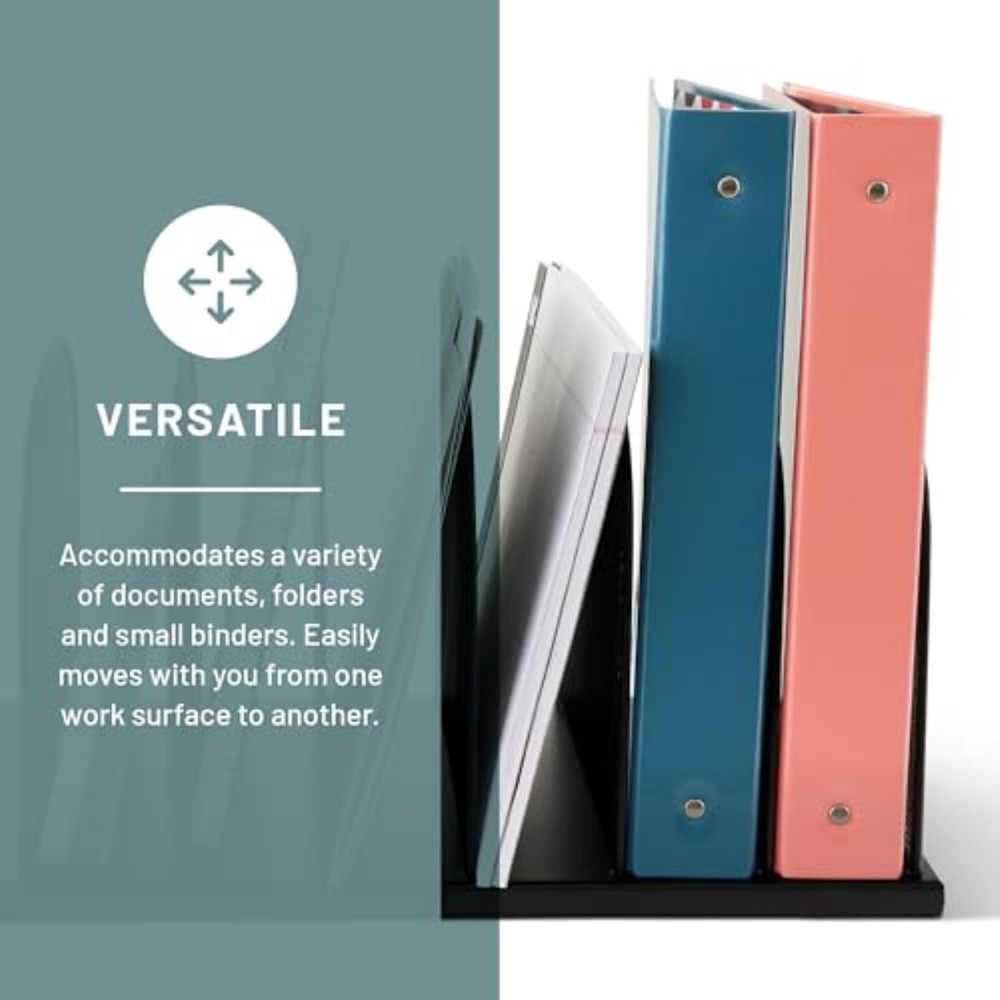 Onyx Desk Organizer, 8 Side by Side Vertical Compartments, Office and Classroom