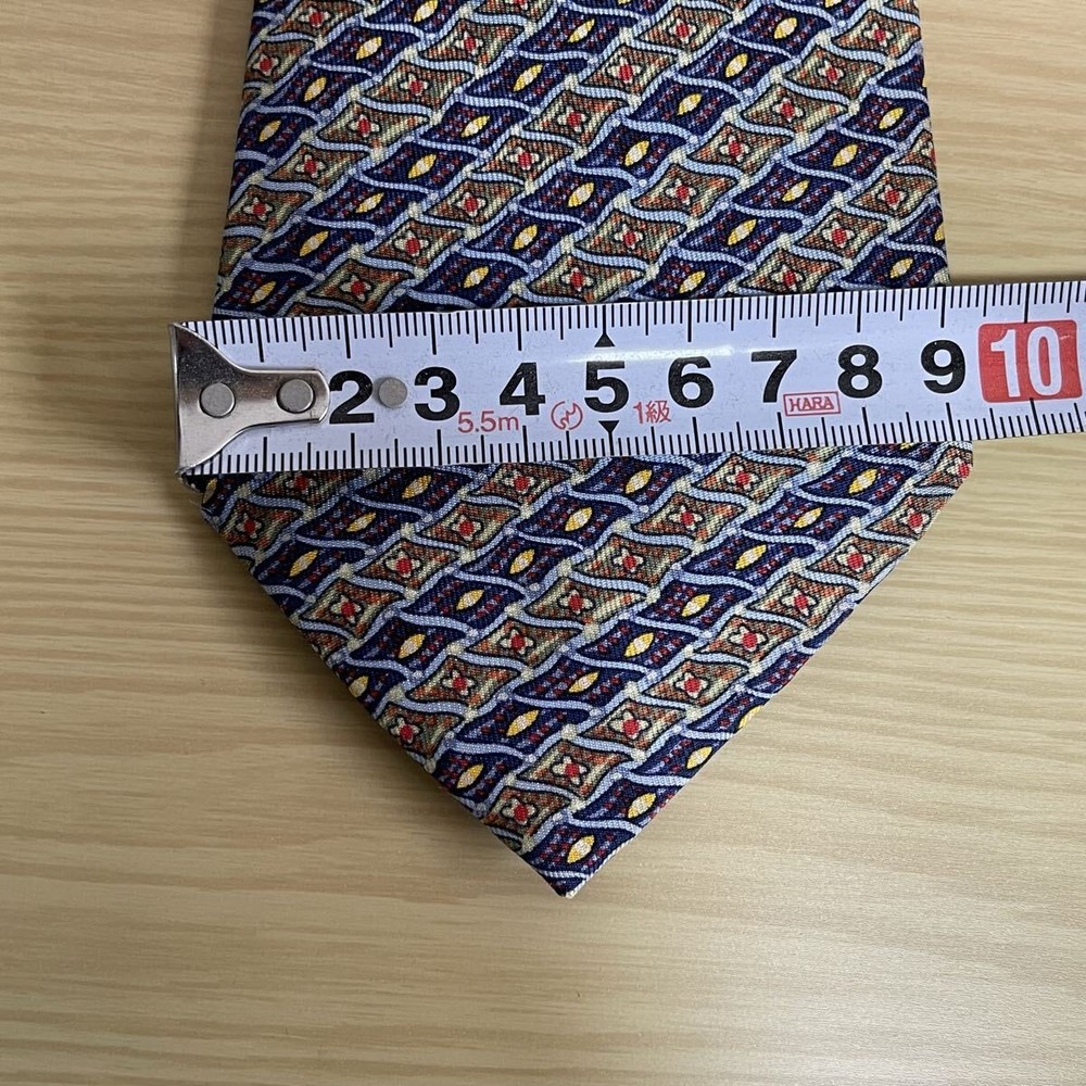 HERMES Navy Green Micro Diamond Stripe Pattern Tie