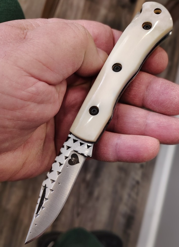 Handmade, Ground From A Rasp, Lock Back knife,Bone Handle,file worked,Unique ⚔️