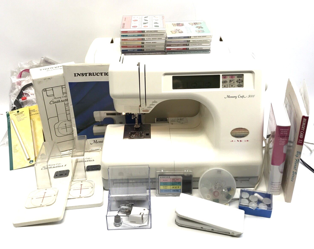 Janome Memory Craft 5000 Computerized Sewing & Embroidery Machine w/ Accessories