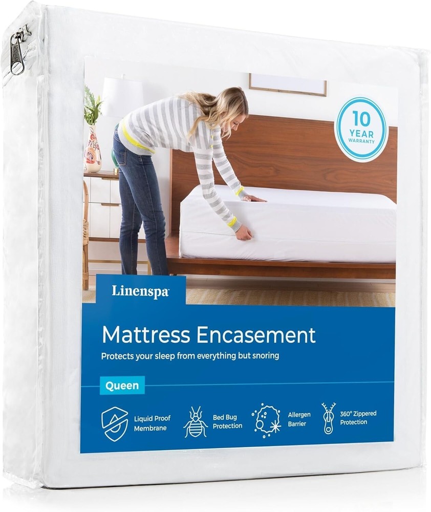 Waterproof Bed Bug Proof Mattress Encasement Queen Noiseless Soft Polyester