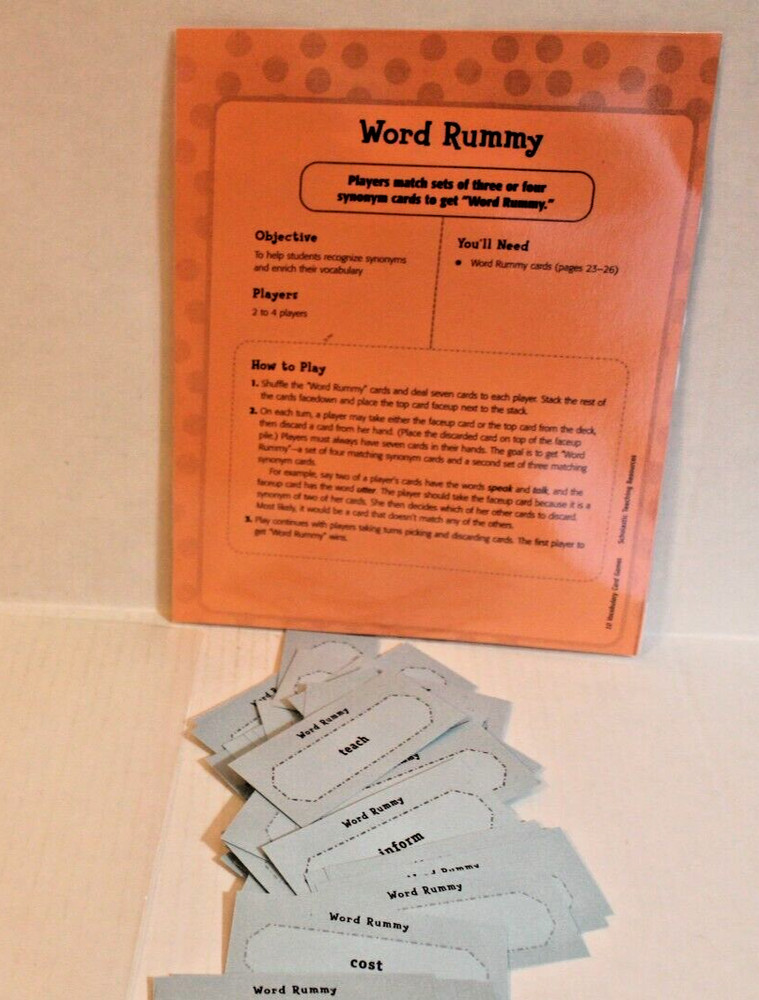 Word Rummy Vocabulary Game for Reading Grades 3-5 Scholastic Teaching Activity