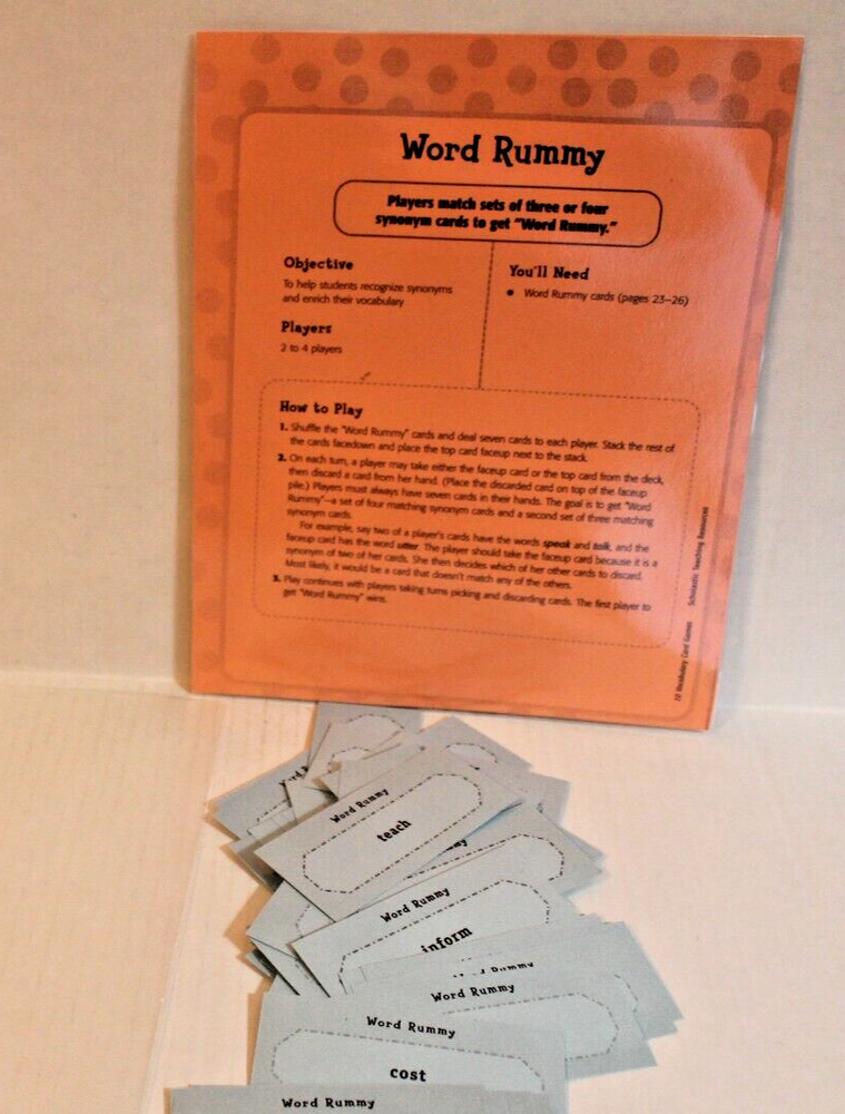 Word Rummy Vocabulary Game for Reading Grades 3-5 Scholastic Teaching Activity