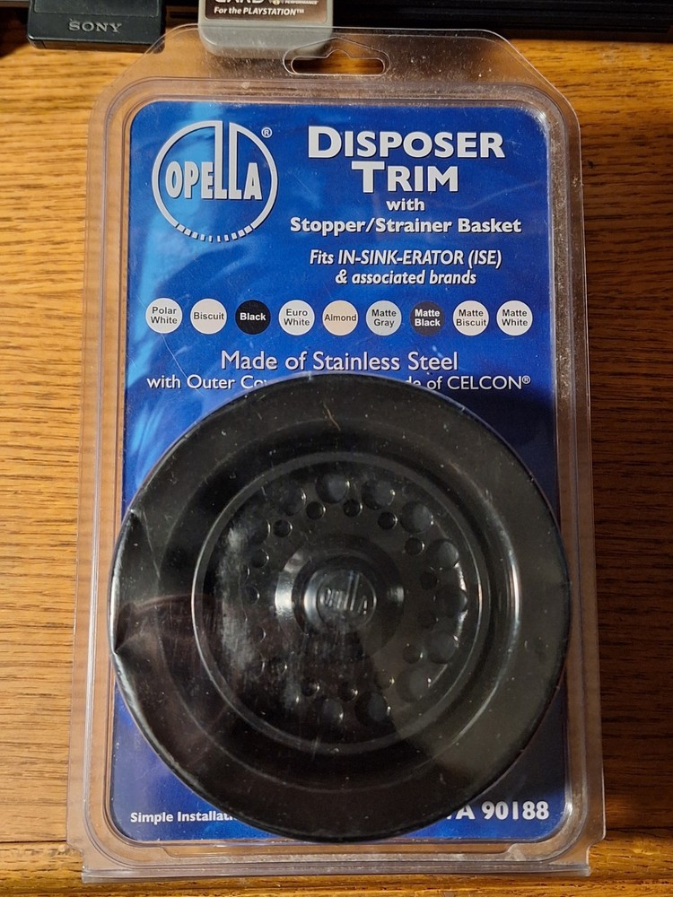 Opella Disposer Trim Stopper/Strainer Basket Black Stainless Steel DWA 90188