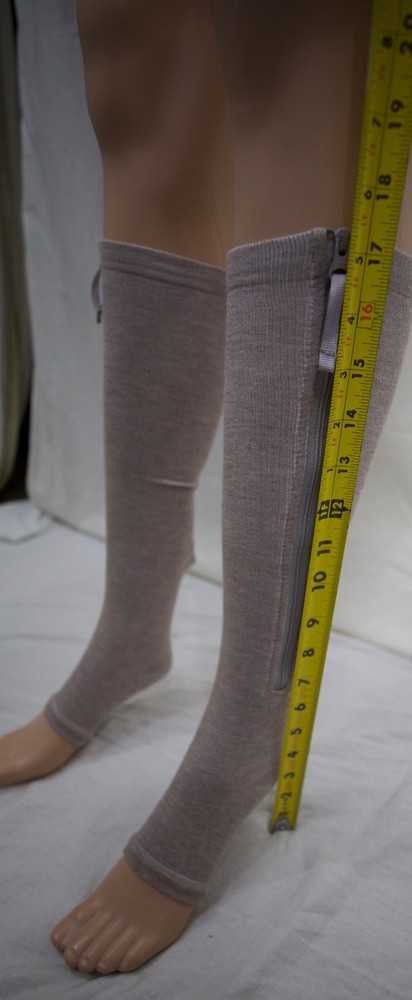 Open-Toe Compression Socks, side zippers, XS.