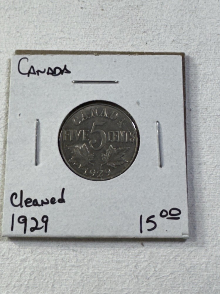 1929 Canada 5 Cents Cleaned