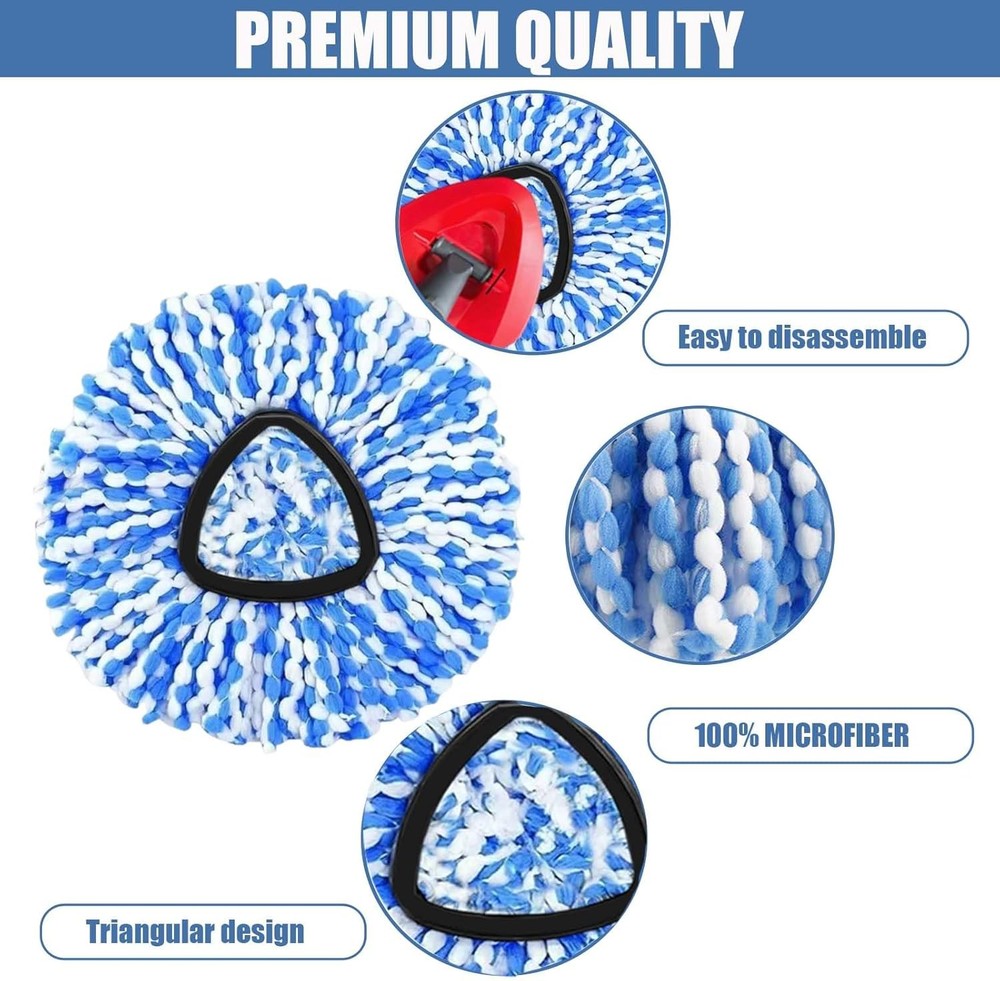 4-Pack Microfiber Mop Heads for 2-Tank Spin Mops and Refill Accessories