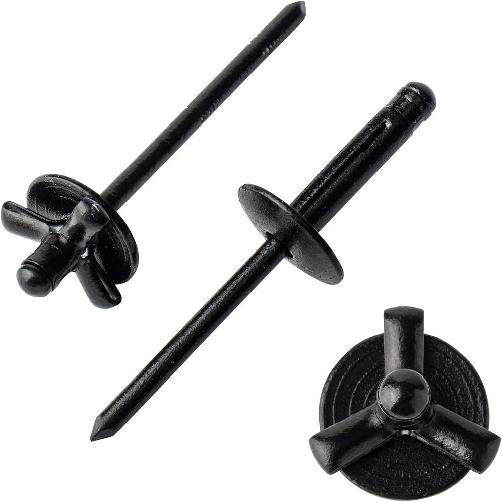 50pcs 3/16" x 4/5" Large Head Tri-Fold Exploding Aluminum Pop Rivets (Black)